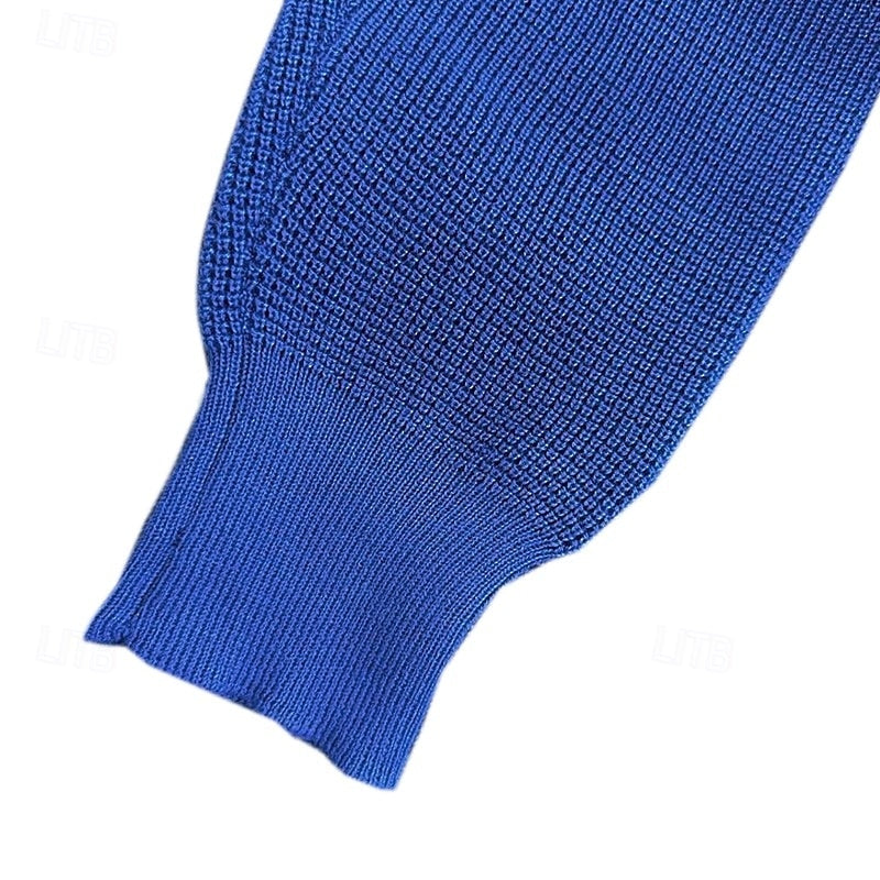 Waffle Knit Sweater Men's Stand Collar Button Pullover Elbow Patch – Casual, Office