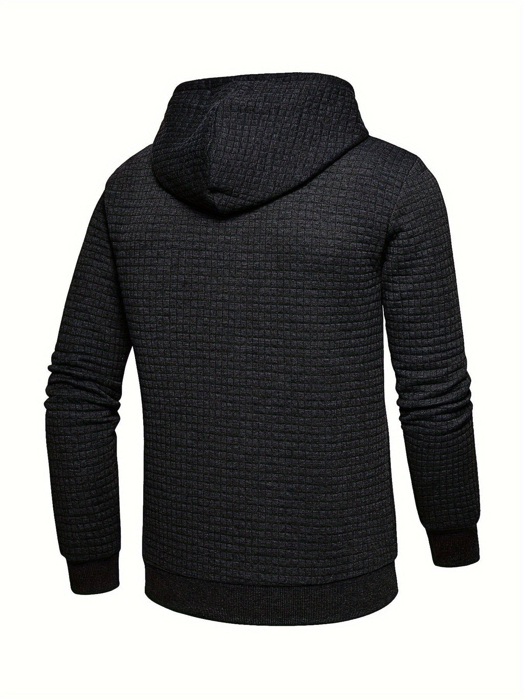 Waffle Textured Pullover Hoodie Men's Long Sleeve Drawstring Hooded Sweatshirt – Casual, Gift