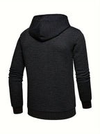 Waffle Textured Pullover Hoodie Men's Long Sleeve Drawstring Hooded Sweatshirt – Casual, Gift