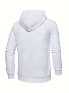 Waffle Textured Pullover Hoodie Men's Long Sleeve Drawstring Hooded Sweatshirt – Casual, Gift