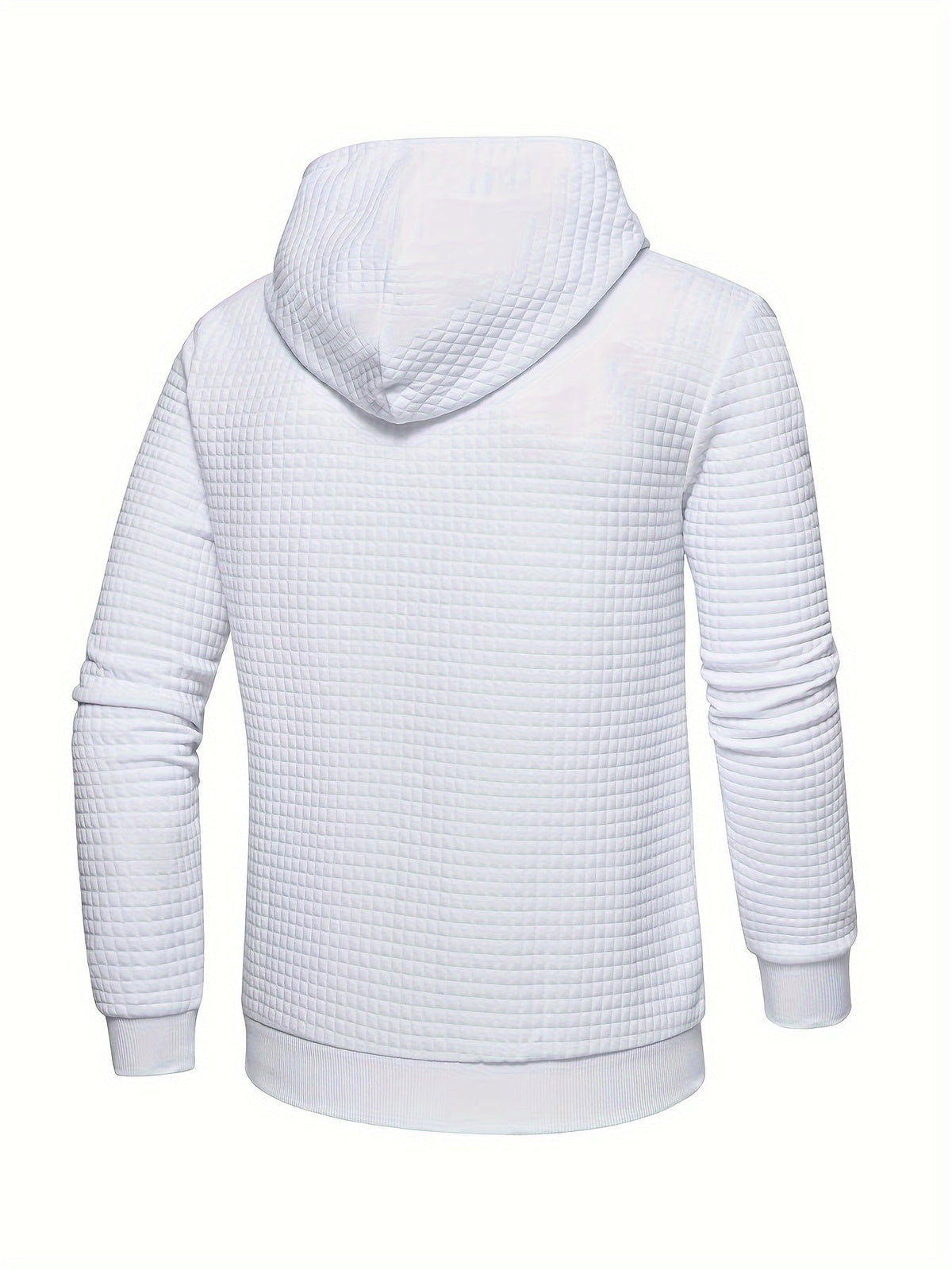 Waffle Textured Pullover Hoodie Men's Long Sleeve Drawstring Hooded Sweatshirt – Casual, Gift