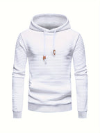 Waffle Textured Pullover Hoodie Men's Long Sleeve Drawstring Hooded Sweatshirt – Casual, Gift