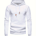 Waffle Textured Pullover Hoodie Men's Long Sleeve Drawstring Hooded Sweatshirt – Casual, Gift