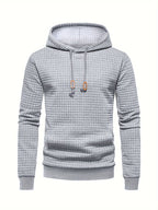 Waffle Textured Pullover Hoodie Men's Long Sleeve Drawstring Hooded Sweatshirt – Casual, Gift