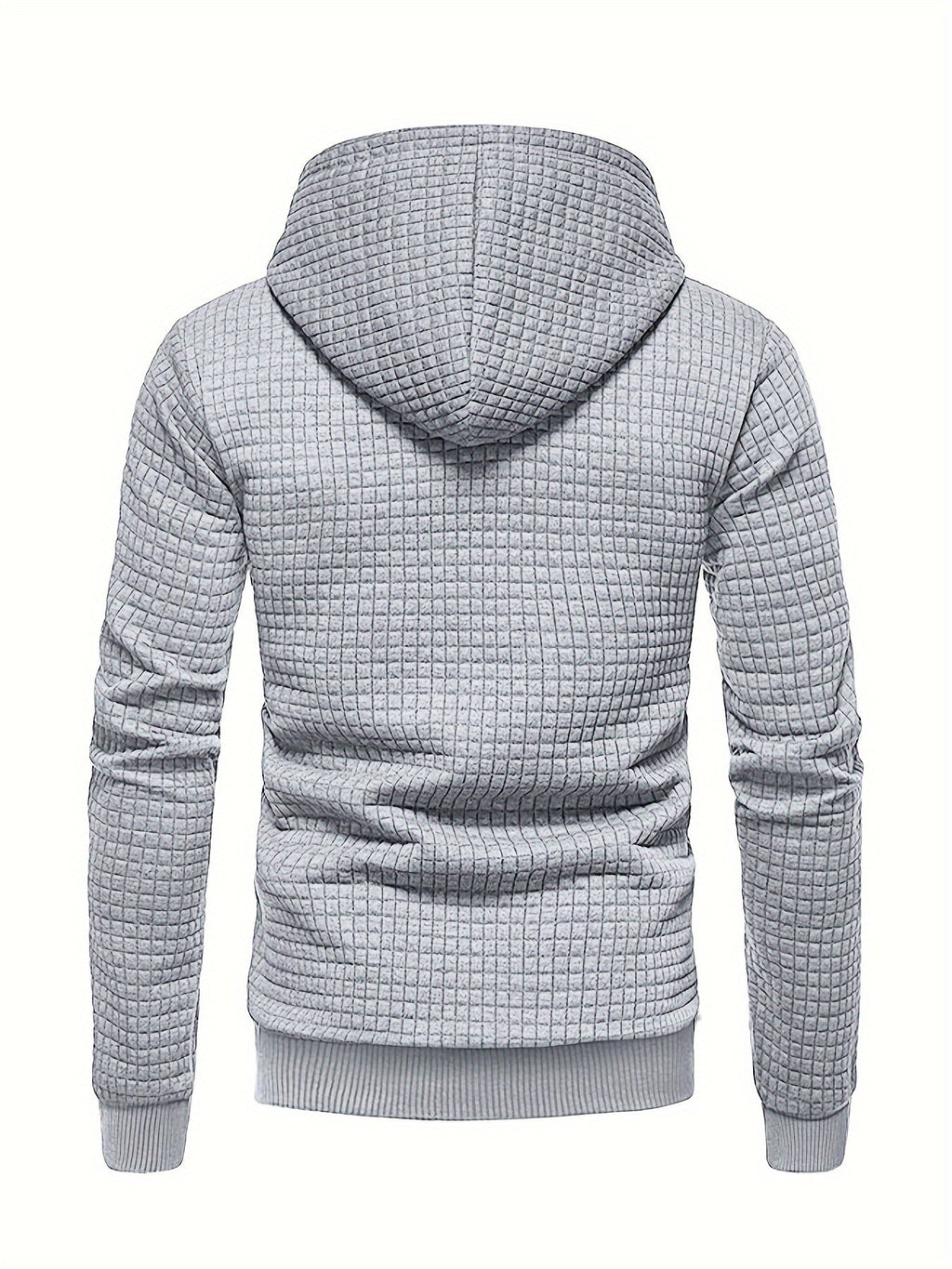 Waffle Textured Pullover Hoodie Men's Long Sleeve Drawstring Hooded Sweatshirt – Casual, Gift