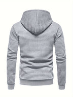 Waffle Textured Pullover Hoodie Men's Long Sleeve Drawstring Hooded Sweatshirt – Casual, Gift