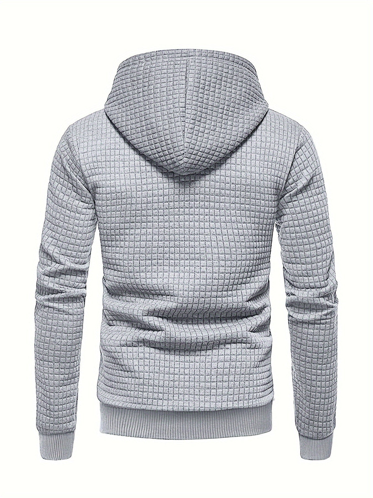 Waffle Textured Pullover Hoodie Men's Long Sleeve Drawstring Hooded Sweatshirt – Casual, Gift