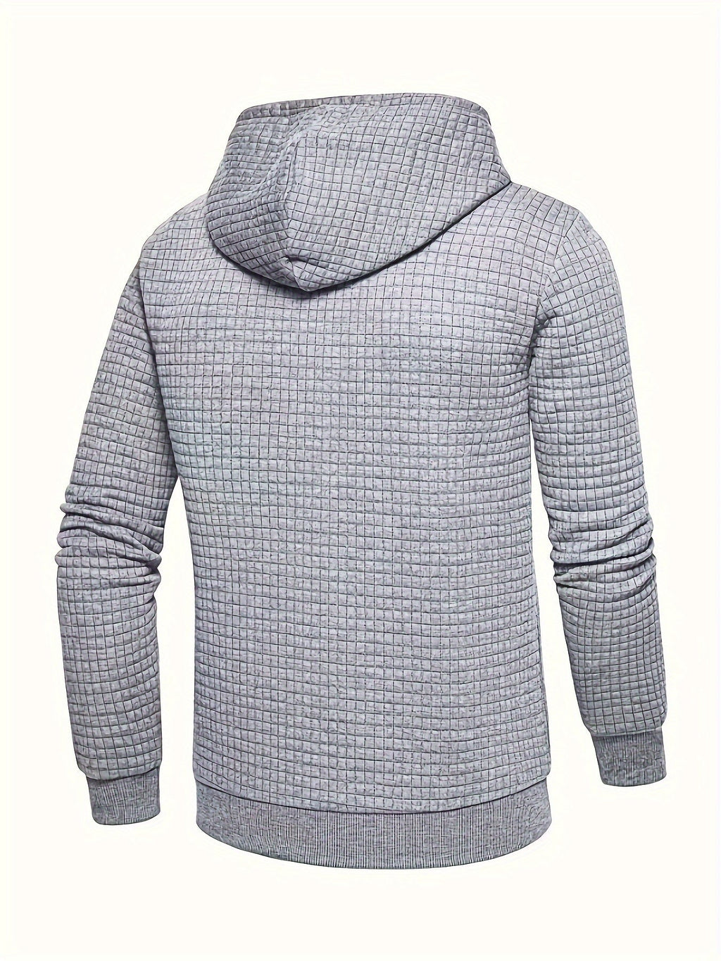 Waffle Textured Pullover Hoodie Men's Long Sleeve Drawstring Hooded Sweatshirt – Casual, Gift