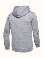 Waffle Textured Pullover Hoodie Men's Long Sleeve Drawstring Hooded Sweatshirt – Casual, Gift