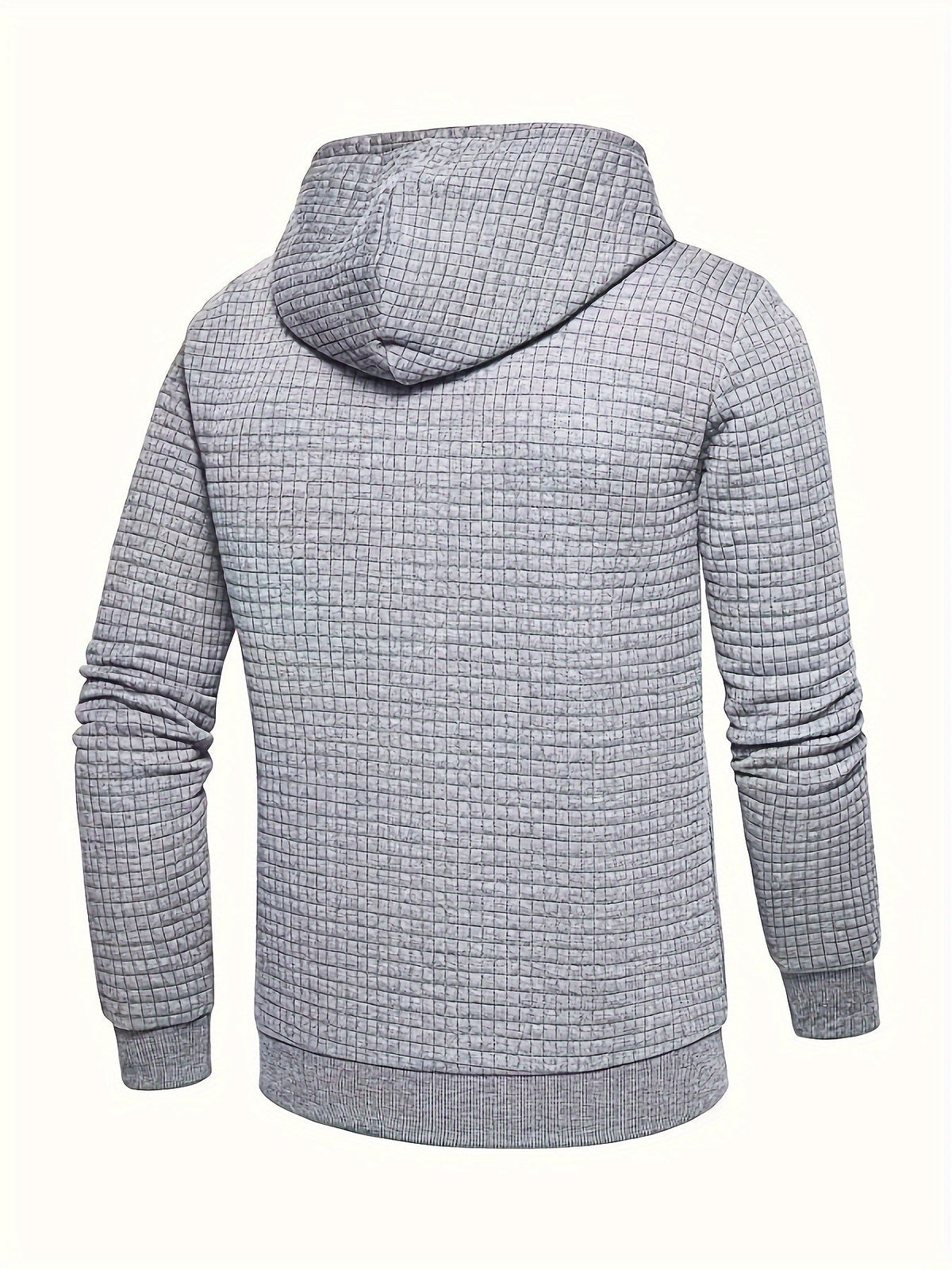 Waffle Textured Pullover Hoodie Men's Long Sleeve Drawstring Hooded Sweatshirt – Casual, Gift