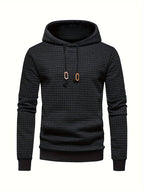 Waffle Textured Pullover Hoodie Men's Long Sleeve Drawstring Hooded Sweatshirt – Casual, Gift