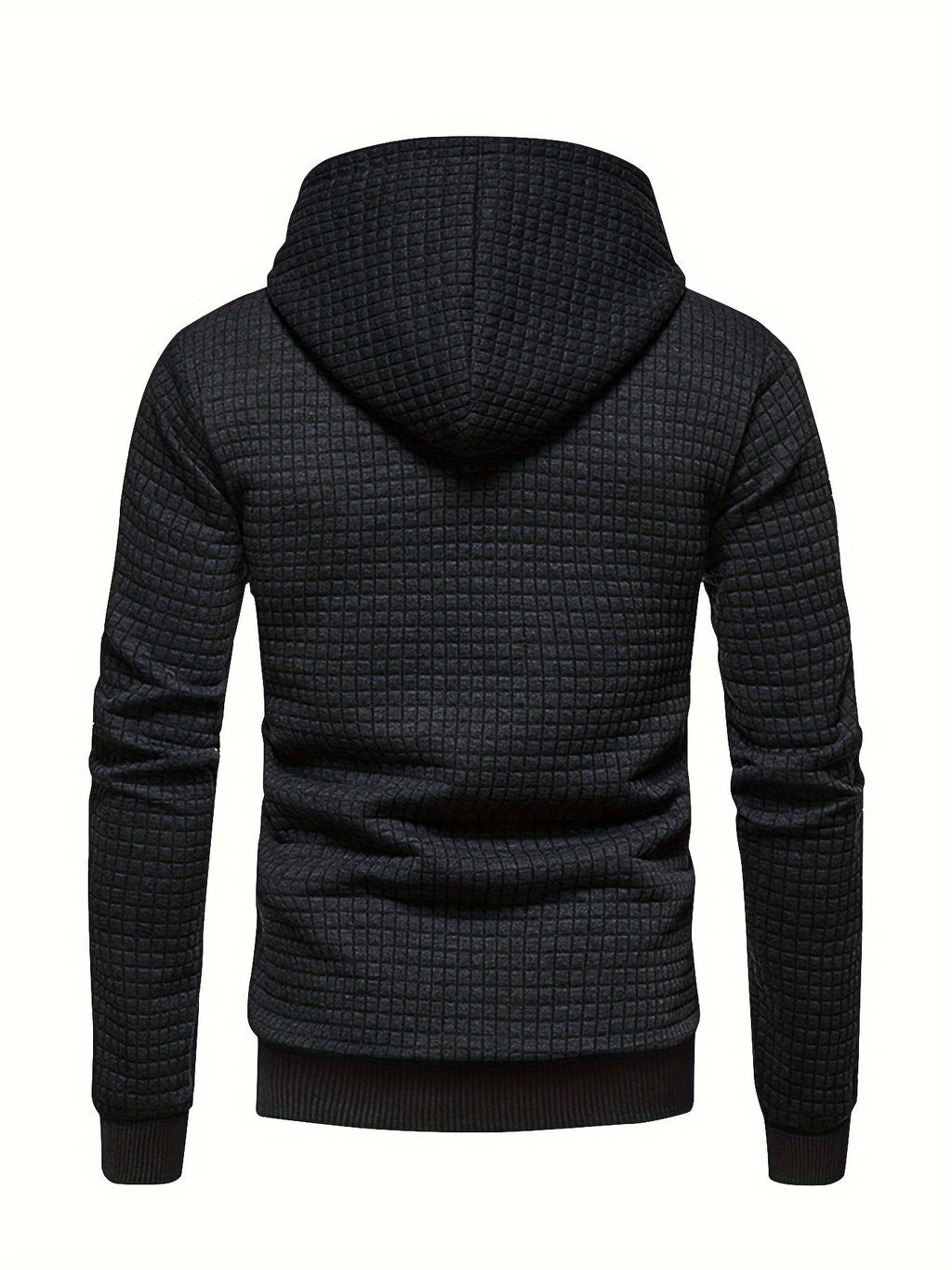 Waffle Textured Pullover Hoodie Men's Long Sleeve Drawstring Hooded Sweatshirt – Casual, Gift