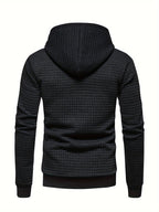 Waffle Textured Pullover Hoodie Men's Long Sleeve Drawstring Hooded Sweatshirt – Casual, Gift