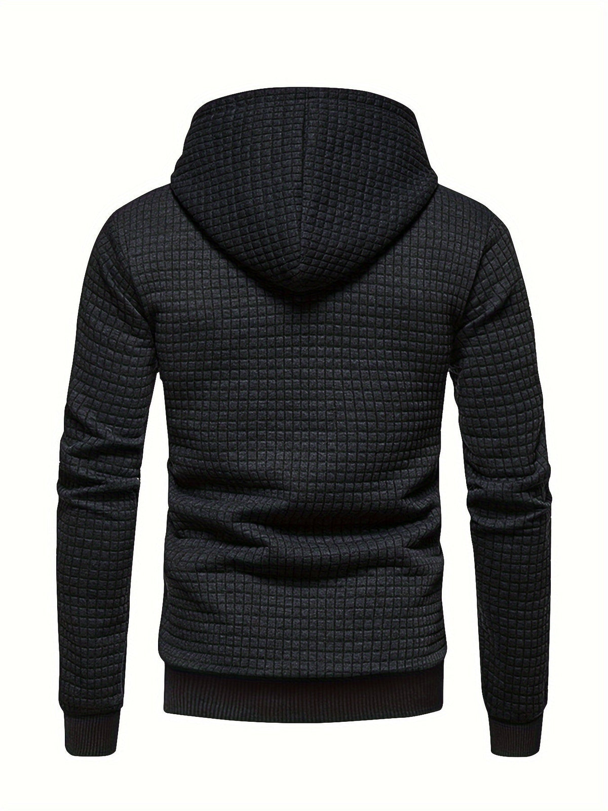 Waffle Textured Pullover Hoodie Men's Long Sleeve Drawstring Hooded Sweatshirt – Casual, Gift