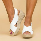 Wedge Espadrille Sandals Beige Open-Toe Women's – Casual, Summer Comfort Orthopedic Slingback Shoes