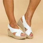 Wedge Espadrille Sandals Beige Open-Toe Women's – Casual, Summer Comfort Orthopedic Slingback Shoes