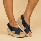 Wedge Espadrille Sandals Beige Open-Toe Women's – Casual, Summer Comfort Orthopedic Slingback Shoes