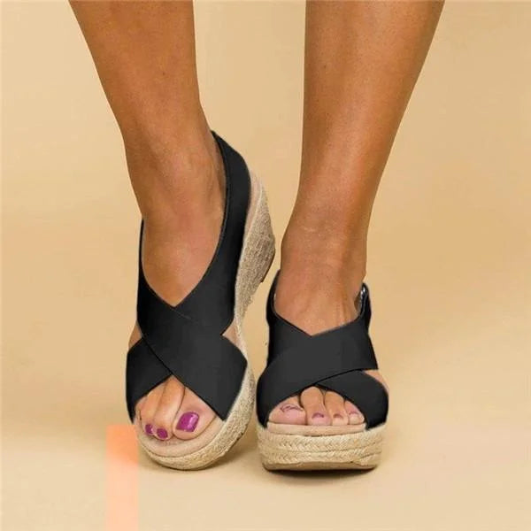 Wedge Espadrille Sandals Beige Open-Toe Women's – Casual, Summer Comfort Orthopedic Slingback Shoes