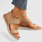 Wedge Sandals Black Elastic Strap Espadrille Platform Women's – Casual, Summer · Faylori