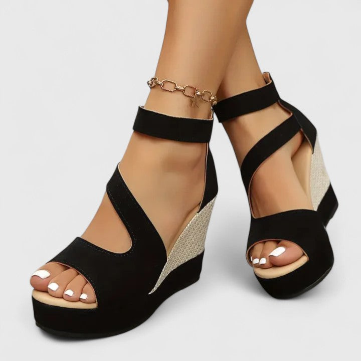 Wedge Sandals Black Espadrille Platform Women's Open Toe – Casual, Summer Everyday Comfort