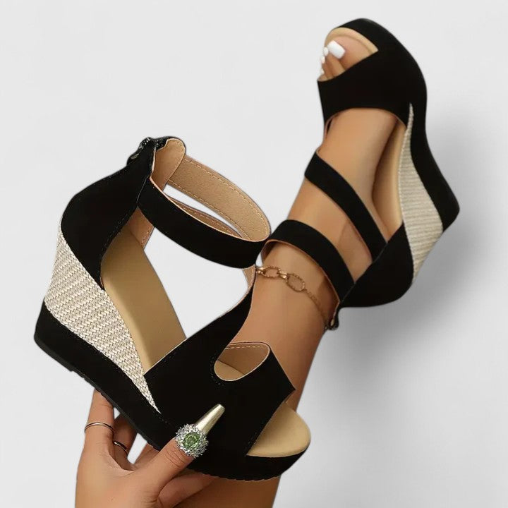 Wedge Sandals Black Espadrille Platform Women's Open Toe – Casual, Summer Everyday Comfort