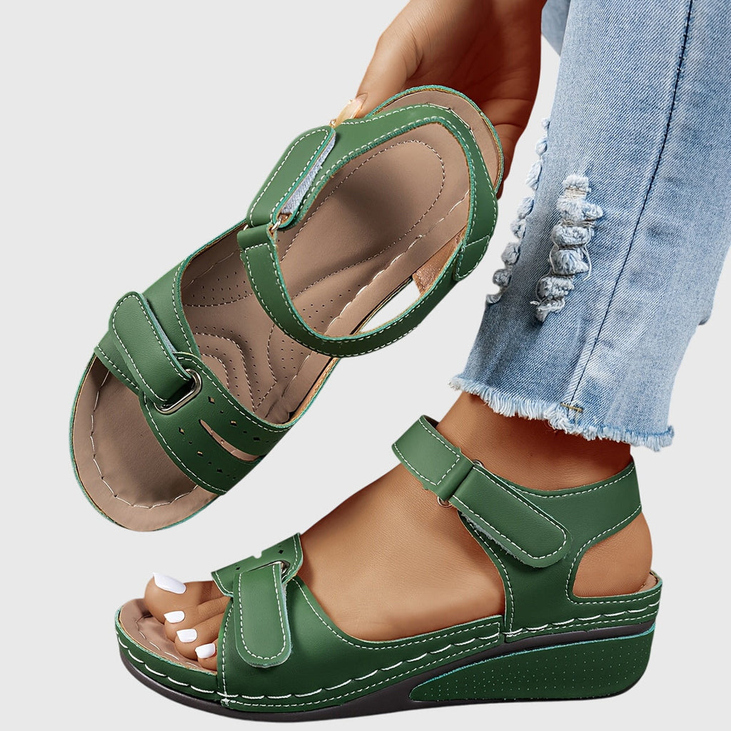 Wedge Sandals Women's Open Toe Adjustable Strap Ankle Sandals Red – Casual, Summer, Everyday Comfort Walking
