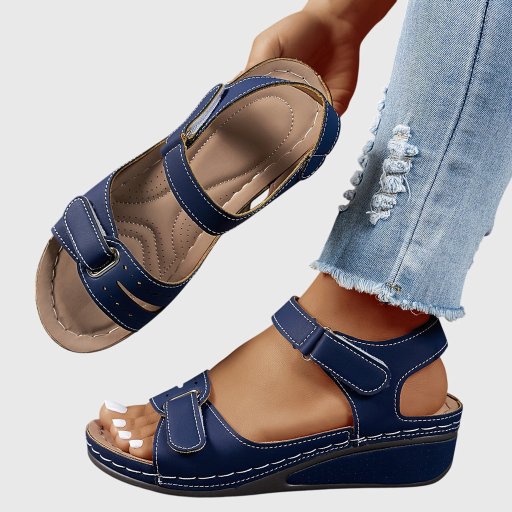 Wedge Sandals Women's Open Toe Adjustable Strap Ankle Sandals Red – Casual, Summer, Everyday Comfort Walking