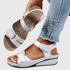 Wedge Sandals Women's Open Toe Adjustable Strap Ankle Sandals Red – Casual, Summer, Everyday Comfort Walking