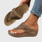 Wedge Thong Sandals Women's Cutout Flip Flops Comfort Slip-On – Casual, Summer, Everyday Wear