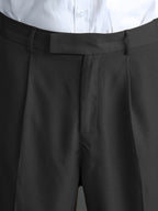 Wide-Leg Dress Pants Men's Relaxed Fit Black Pleated Trousers – Office, Casual, Formal Wear