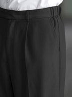 Wide-Leg Dress Pants Men's Relaxed Fit Black Pleated Trousers – Office, Casual, Formal Wear