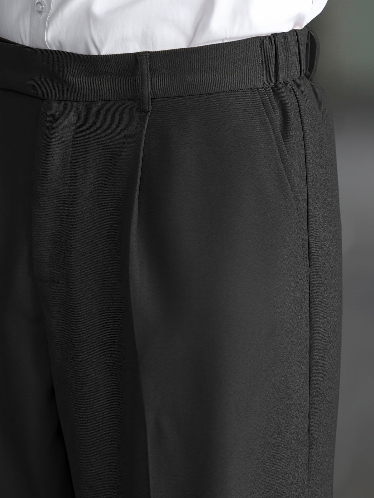 Wide-Leg Dress Pants Men's Relaxed Fit Black Pleated Trousers – Office, Casual, Formal Wear