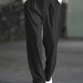 Wide-Leg Dress Pants Men's Relaxed Fit Black Pleated Trousers – Office, Casual, Formal Wear