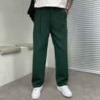 Wide-Leg Trousers Brown Pleated Men's Dress Pants – Office, Casual · Faylori