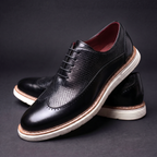 Wingtip Oxford Shoes Men's Brown Leather Brogue Lace-Up Sneaker Sole – Office, Casual, Gift