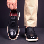 Wingtip Oxford Shoes Men's Brown Leather Brogue Lace-Up Sneaker Sole – Office, Casual, Gift
