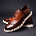 Wingtip Oxford Shoes Men's Brown Leather Brogue Lace-Up Sneaker Sole – Office, Casual, Gift