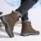 Winter Snow Boots Black Fleece-Lined Lace-Up Ankle Boots – Outdoor, Hiking, Cold Weather, Casual, Gift