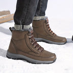 Winter Snow Boots Black Fleece-Lined Lace-Up Ankle Boots – Outdoor, Hiking, Cold Weather, Casual, Gift