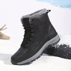 Winter Snow Boots Black Fleece-Lined Lace-Up Ankle Boots – Outdoor, Hiking, Cold Weather, Casual, Gift