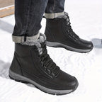 Winter Snow Boots Black Fleece-Lined Lace-Up Ankle Boots – Outdoor, Hiking, Cold Weather, Casual, Gift