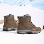 Winter Snow Boots Black Fleece-Lined Lace-Up Ankle Boots – Outdoor, Hiking, Cold Weather, Casual, Gift