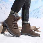 Winter Snow Boots Black Fleece-Lined Lace-Up Ankle Boots – Outdoor, Hiking, Cold Weather, Casual, Gift