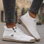Women's Ankle Boots Green Faux Leather Lace-Up Side Zip Sneakers – Casual, Everyday Comfort Walking