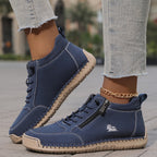 Women's Ankle Boots Green Faux Leather Lace-Up Side Zip Sneakers – Casual, Everyday Comfort Walking