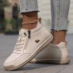 Women's Ankle Boots Green Faux Leather Lace-Up Side Zip Sneakers – Casual, Everyday Comfort Walking