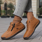 Women's Ankle Boots Green Faux Leather Lace-Up Side Zip Sneakers – Casual, Everyday Comfort Walking