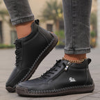 Women's Ankle Boots Green Faux Leather Lace-Up Side Zip Sneakers – Casual, Everyday Comfort Walking