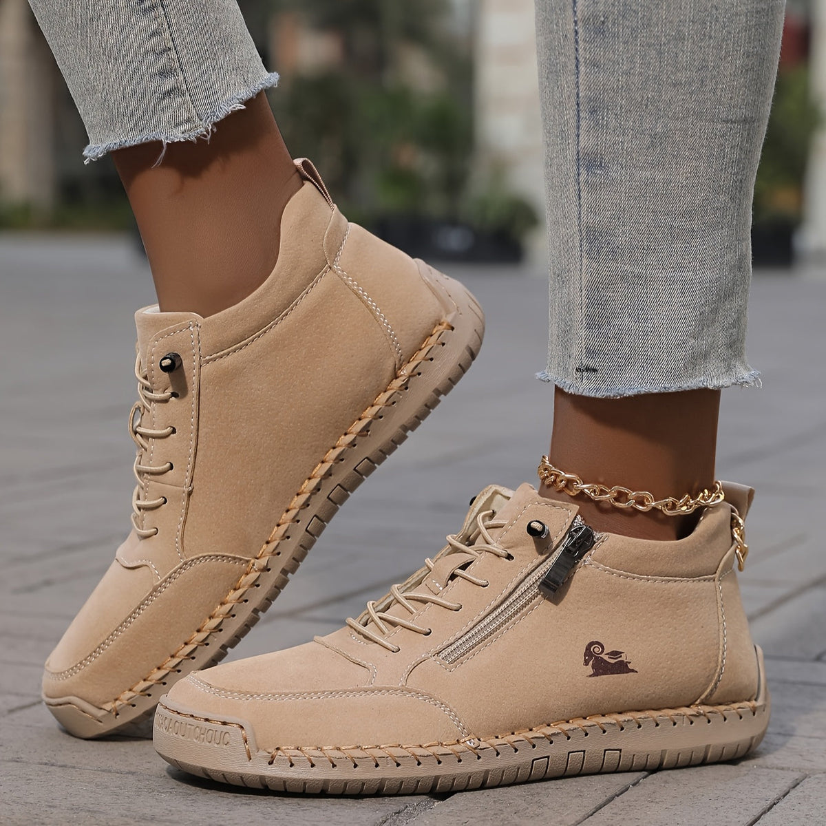 Women's Ankle Boots Green Faux Leather Lace-Up Side Zip Sneakers – Casual, Everyday Comfort Walking