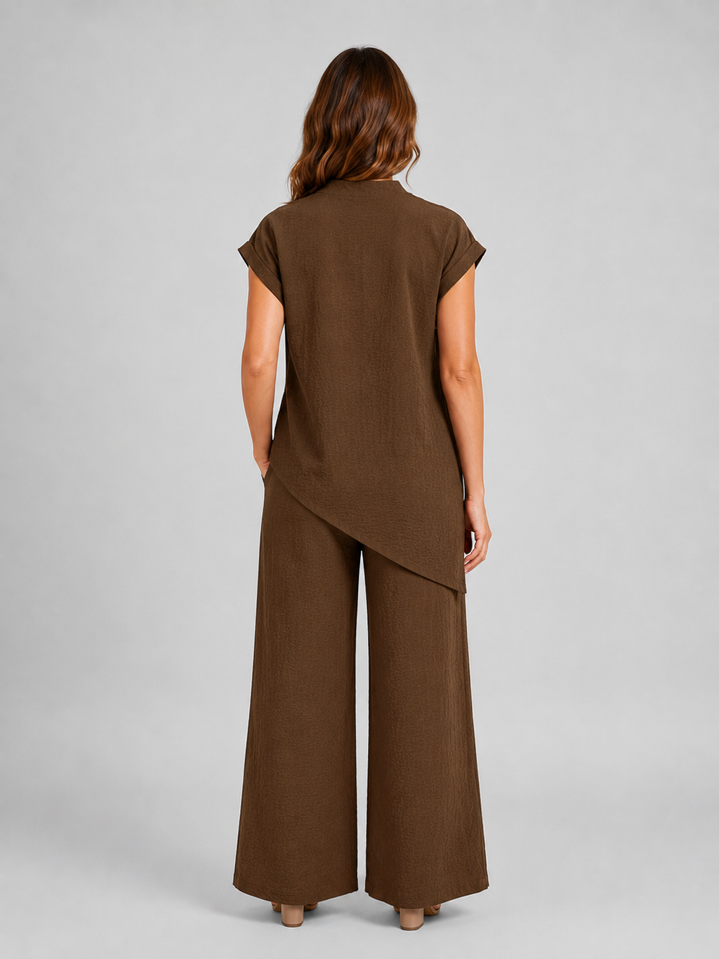 Women's Asymmetric Two-Piece Set | Mock Neck-Faylori